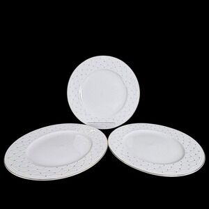 Gibson Golden Basket 7.5" Salad Plates White and Gold Set of 3